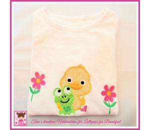 Stickserie Frühling ist da - Ente & Frosch